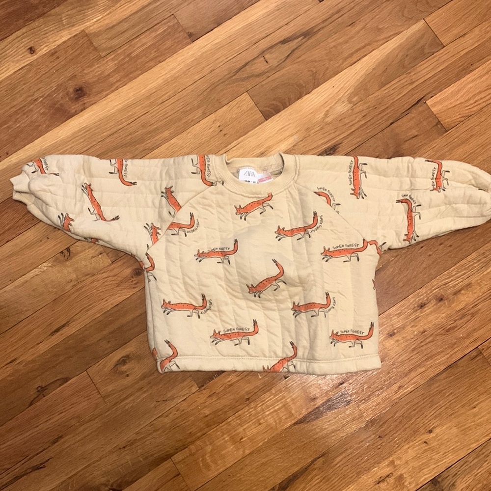 Zara quilted fox sweatshirt, 18-24 months, great condition